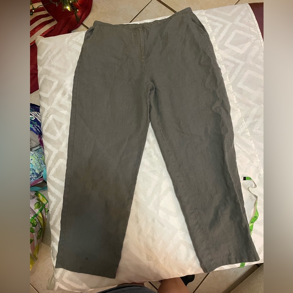 Eileen Fisher Women's Olive Trousers LP